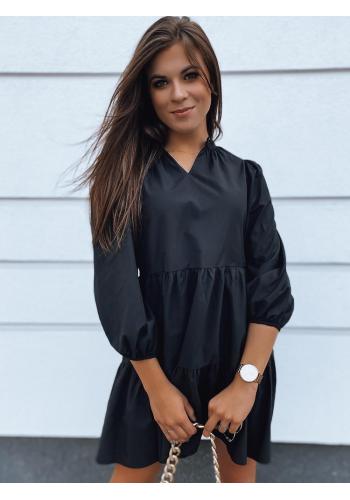 Oversize dámské šaty černé barvy s volánem