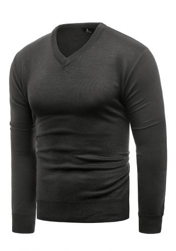 Klasický pánský svetr černé barvy s véčkovým výstřihem