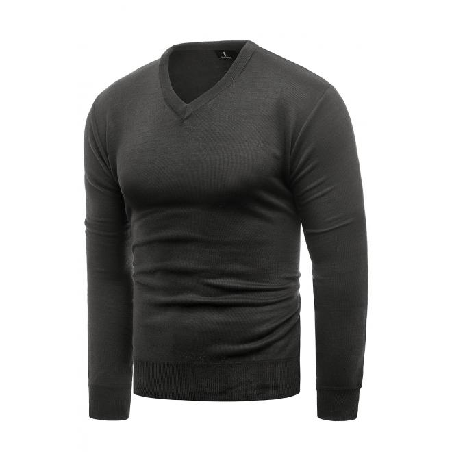Klasický pánský svetr černé barvy s véčkovým výstřihem