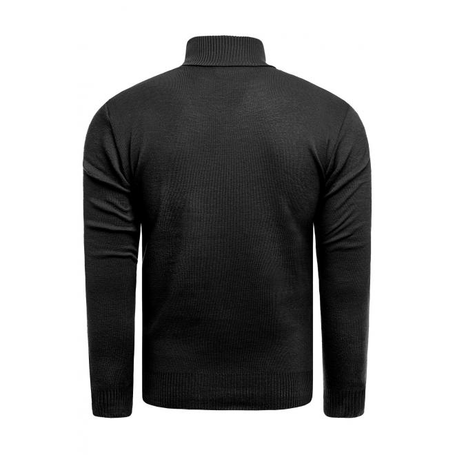 Černý podzimní svetr s výstřihem na zip pro pány
