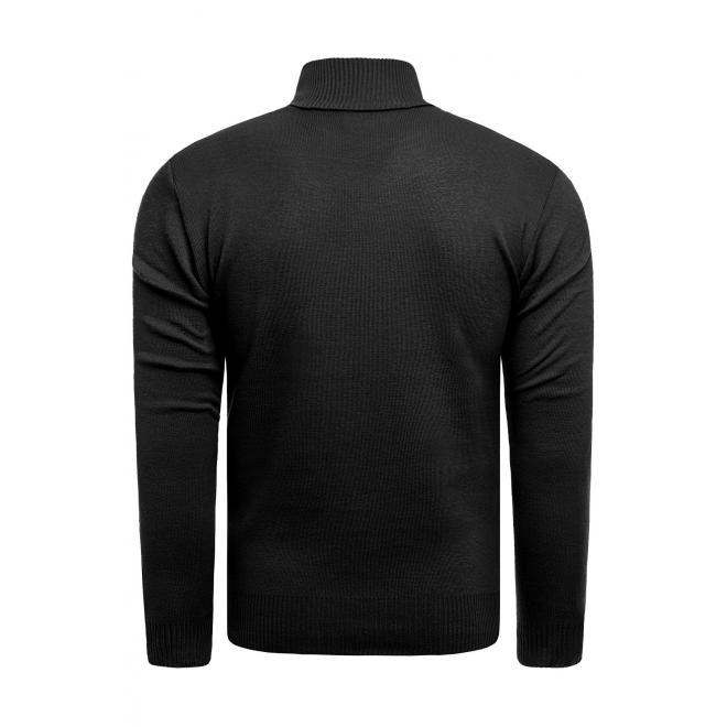 Pánský svetr se zapínaným výstřihem v černé barvě
