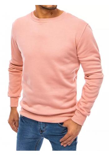 Klasická pánská mikina růžové barvy bez kapuce