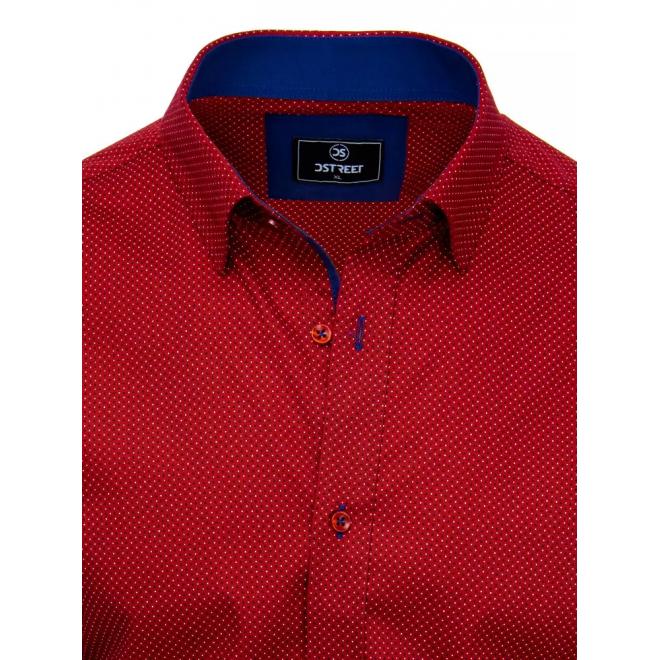 Pánská vzorovaná košile s dlouhým rukávem v bordové barvě