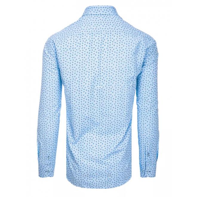 Pánská vzorovaná košile s dlouhým rukávem v světle modré barvě