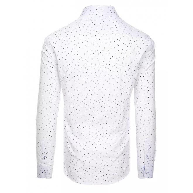 Pánská vzorovaná košile s dlouhým rukávem v bílé barvě