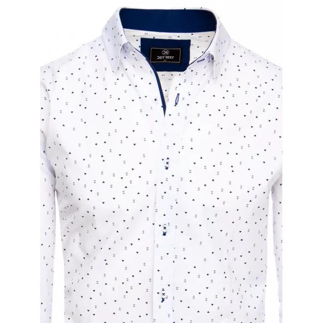 Pánská vzorovaná košile s dlouhým rukávem v bílé barvě