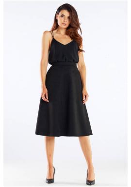 Černá midi sukně s rozšířeným střihem pro dámy