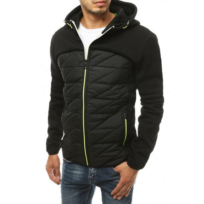 Podzimní pánská bunda černé barvy s kapucí