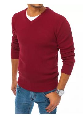 Módní pánský svetr bordové barvy s véčkovým výstřihem