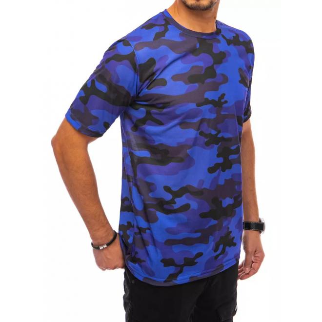 Pánské maskáčové tričko s krátkým rukávem v modré barvě