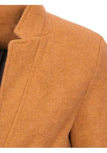 Dlouhý pánský jednořadý kabát hnědé barvy