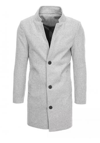 Pánský dlouhý jednořadý kabát v šedé barvě
