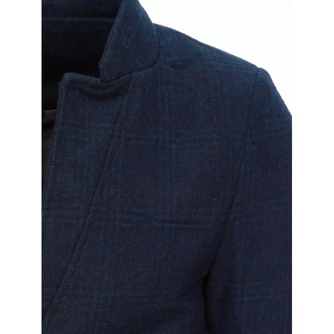 Dlouhý pánský jednořadý kabát tmavě modré barvy