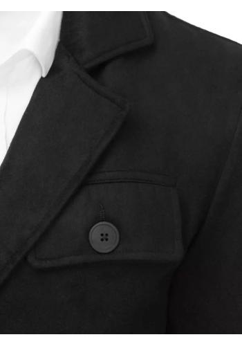 Pánský dvouřadý kabát s kapsou na hrudi v černé barvě