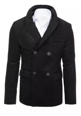 Černý dvouřadý kabát s ozdobnými knoflíky pro pány