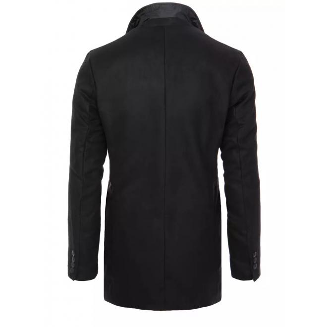 Pánský delší dvouřadý kabát s ozdobnými knoflíky v černé barvě