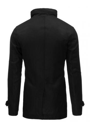 Zimní pánský kabát černé barvy se zapínáním na zip a knoflíky