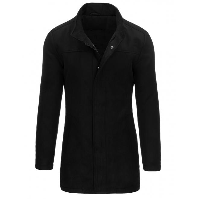 Černý zimní kabát se zapínáním na zip a knoflíky pro pány