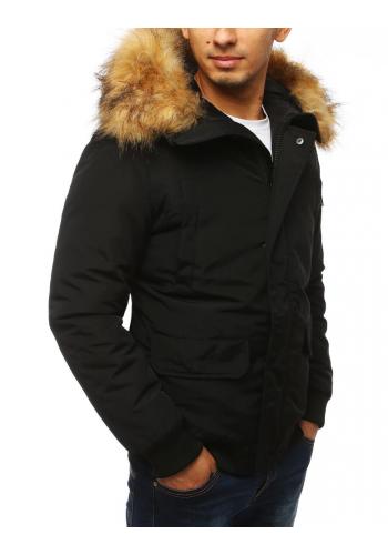Zimní pánská bunda černé barvy s kapucí