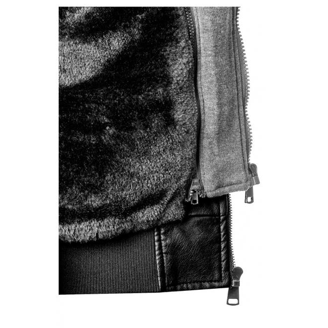 Pánská zimní kožená bunda s kožešinovou podšívkou v černé barvě