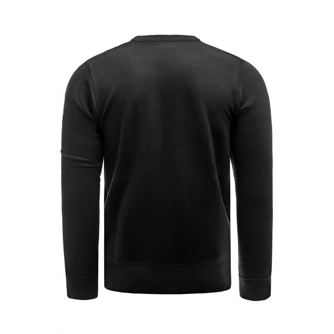 Pánský elegantní svetr s ozdobnými knoflíky v černé barvě