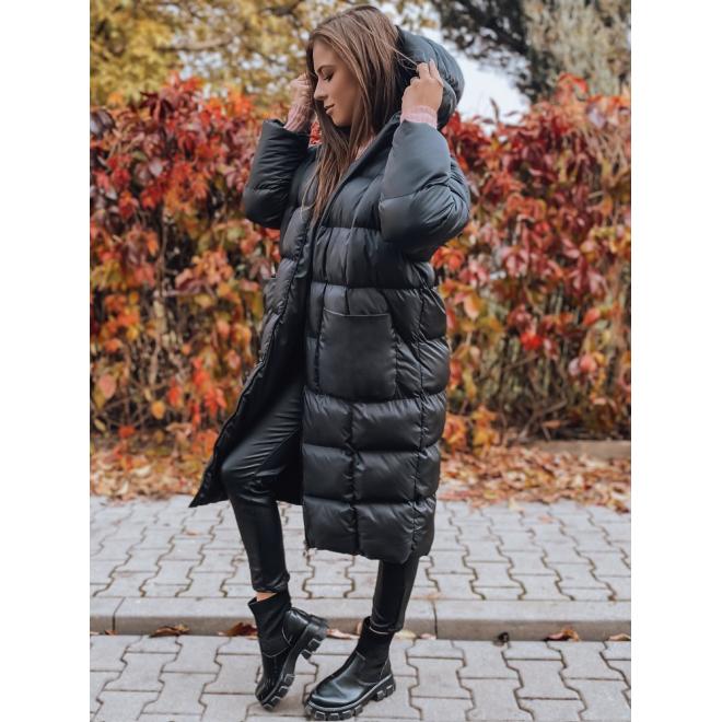 Černá zimní oversize bunda s neodepínací kapucí pro dámy