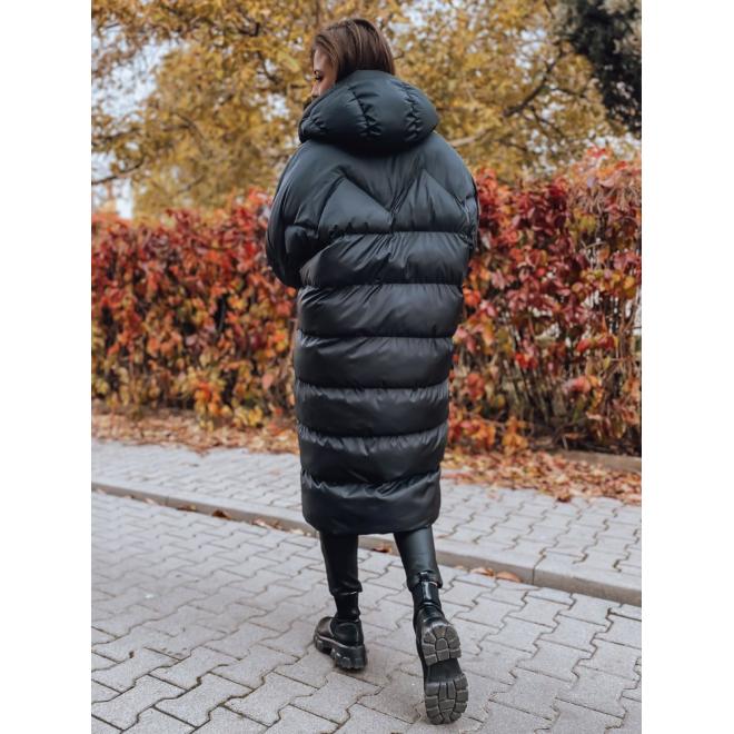 Černá zimní oversize bunda s neodepínací kapucí pro dámy