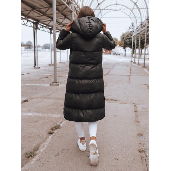 Černá dlouhá prošívaná bunda na zimu pro dámy