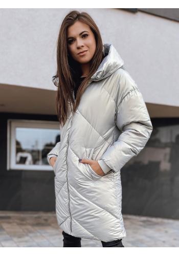 Zimní dámská bunda šedé barvy s neodepínací kapucí