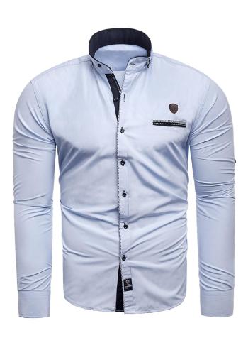 Slim fit pánská košile světle modré barvy s dlouhým rukávem v akci