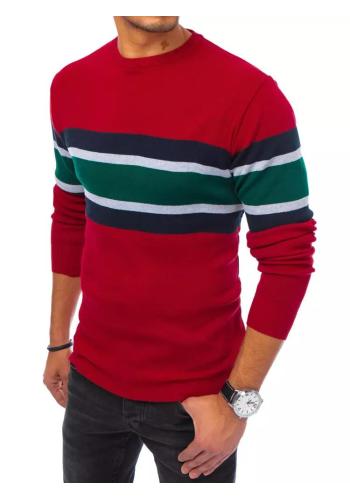 Bordový módní svetr s kontrastními pruhy pro pány