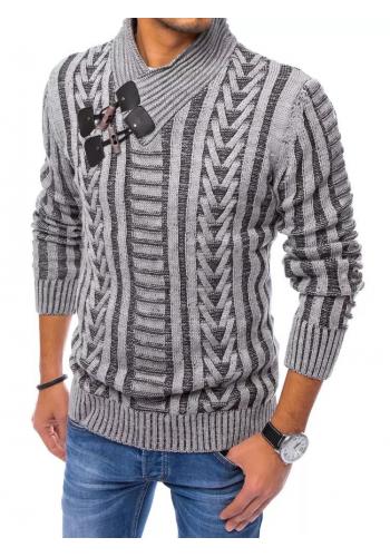 Tmavě šedý vlněný svetr se šálovým límcem pro pány