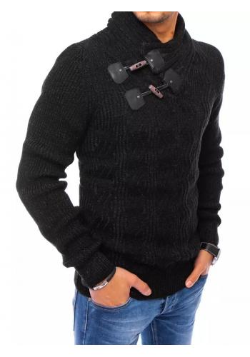 Černý vlněný svetr se šálovým límcem pro pány