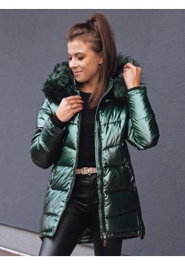 Zelená asymetrická bunda na zimu pro dámy