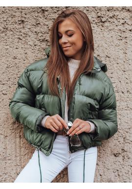 Zelená krátká zimní bunda s prošíváním pro dámy