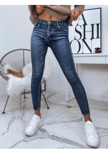 Přiléhavé dámské push-up džíny modré barvy s vysokým pasem
