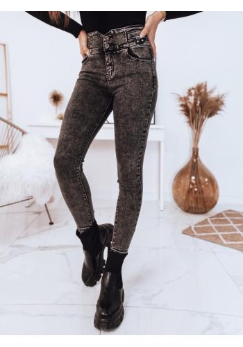 Dámské přiléhavé džíny s vysokým pasem v šedé barvě