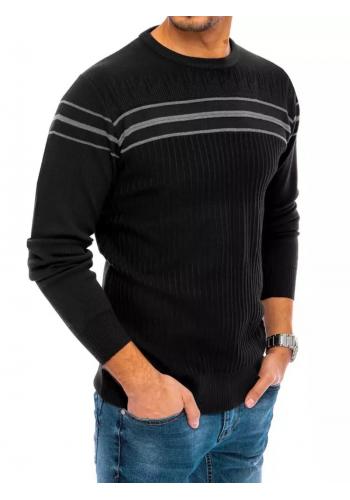 Černý módní svetr s pruhy pro pány