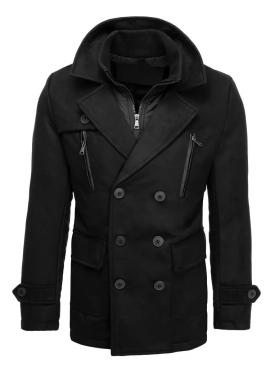 Černý dvouřadý kabát na zimu pro pány