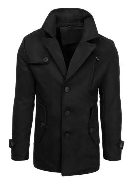 Pánský jednořadý kabát na zimu v černé barvě