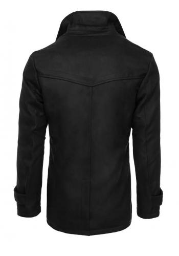 Pánský jednořadý kabát na zimu v černé barvě