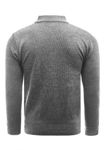 Pánský pohodlný svetr se zapínaným výstřihem v šedé barvě