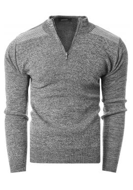 Pánský pohodlný svetr se zapínaným výstřihem v šedé barvě
