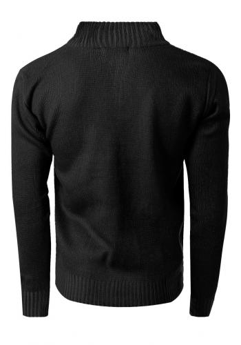 Černý teplý svetr s knoflíkovým výstřihem pro pány