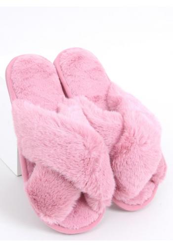 Stylové dámské pantofle růžové barvy s nadýchanou kožešinou