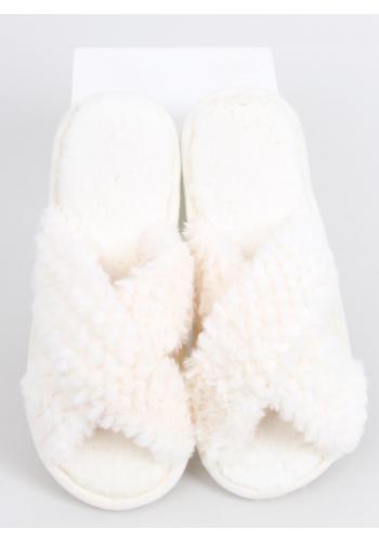 Kožešinové dámské pantofle bílé barvy