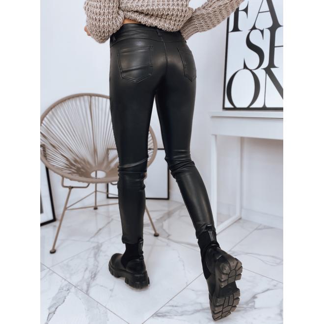 Černé přiléhavé voskované kalhoty pro dámy