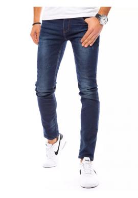 Módní pánské džíny modré barvy s přetíráním