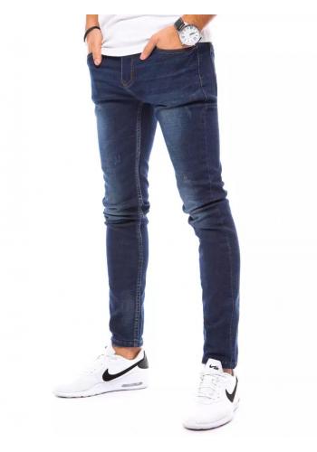 Módní pánské džíny modré barvy s přetíráním