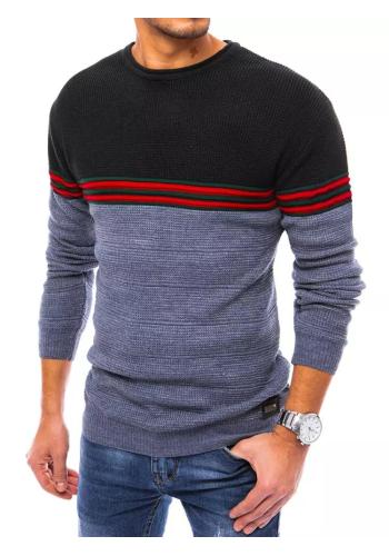 Modrý módní svetr s kontrastními prvky pro pány